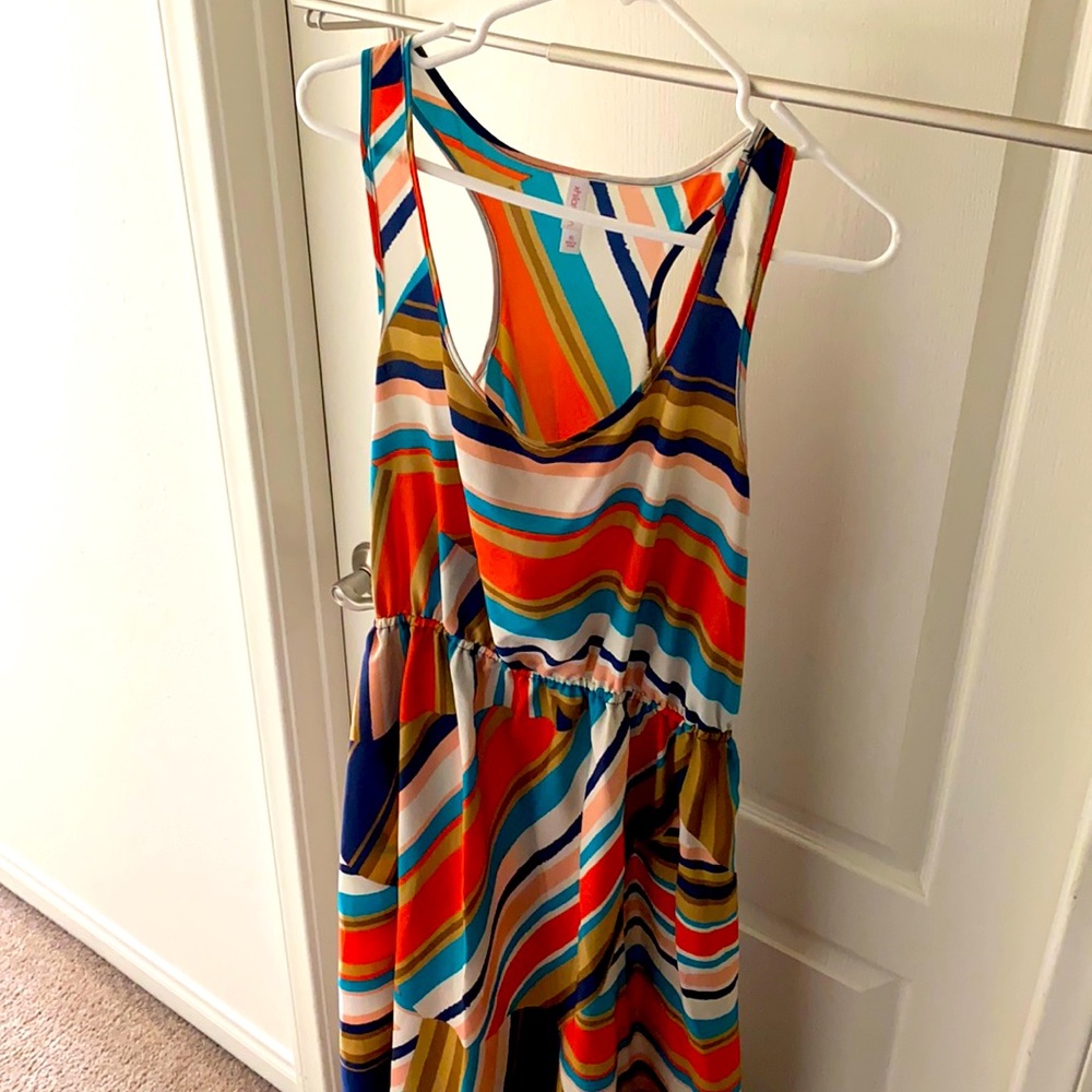 Striped long high low dress